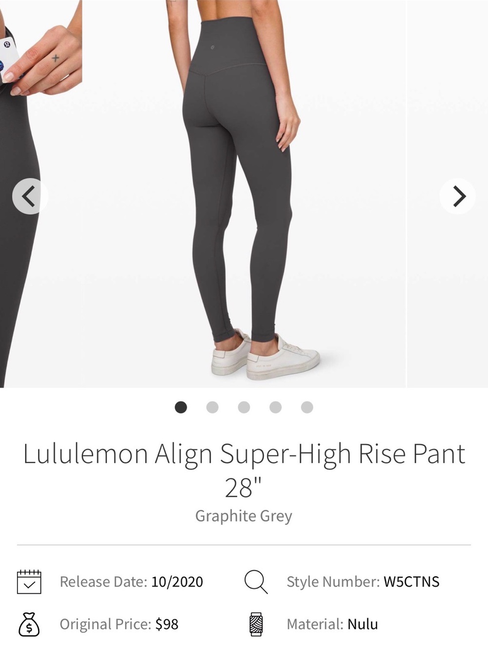 Lululemon Align Super-High Rise Pant 28"
Graphite Grey